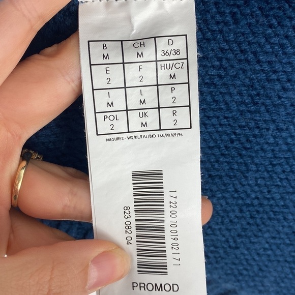 Promod Blue Open Front Cardigan Knit Acrylic/Wool Blend Medium - Picture 3 of 7